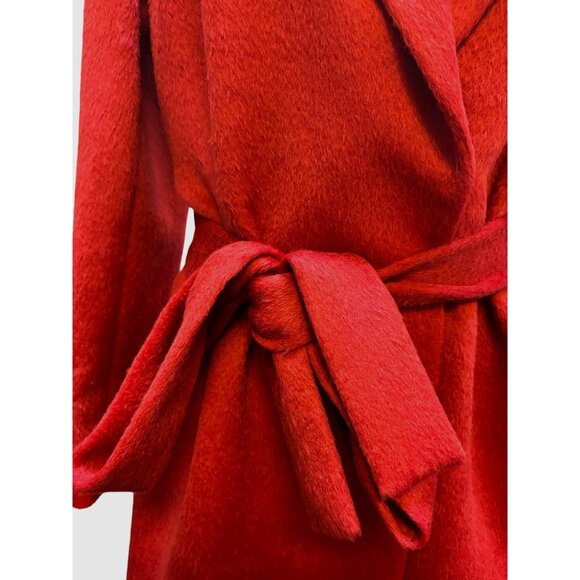 Katherine Kelly Womens Red Belted Wool/Alpaca Coat Size 12 - Picture 7 of 14